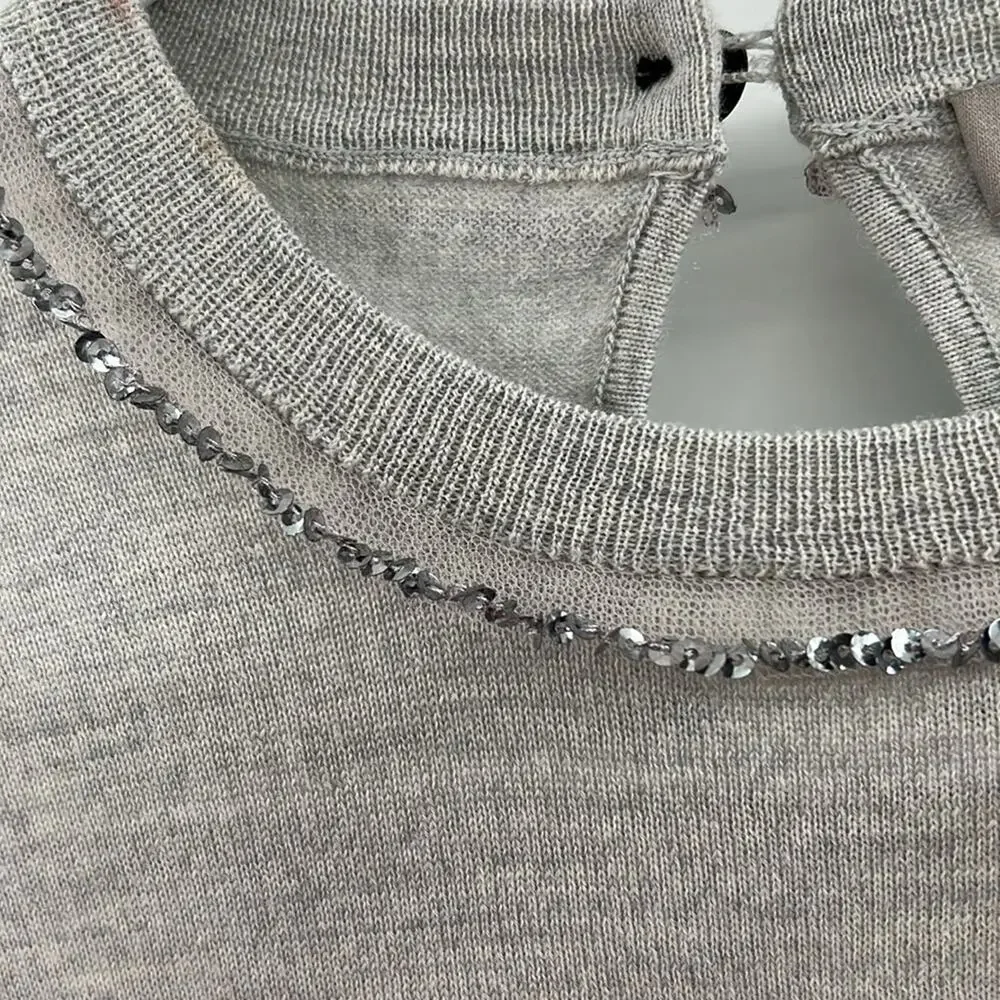 J. Crew Women's Carolyn embellished fitted crewneck sweater merino wool - Dusk